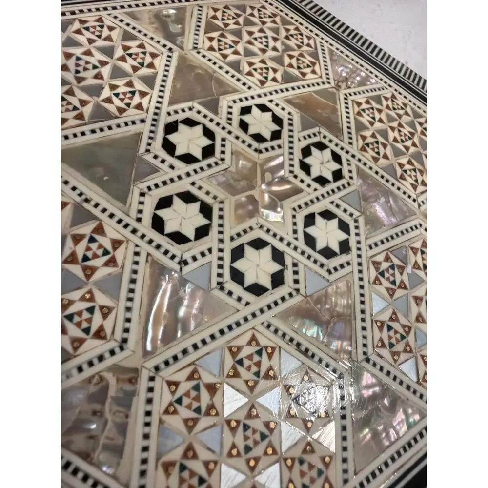 Vintage hexagonal trinket box jewelry box mother-of-pearl mosaic inlay